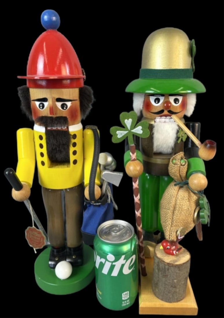 2 Steinbach Nutcrackers Golfer & St. Patrick: 2 Steinbach Nutcrackers Golfer & St. Patrick. Tallest: 16 3/4"h Condition: Good.