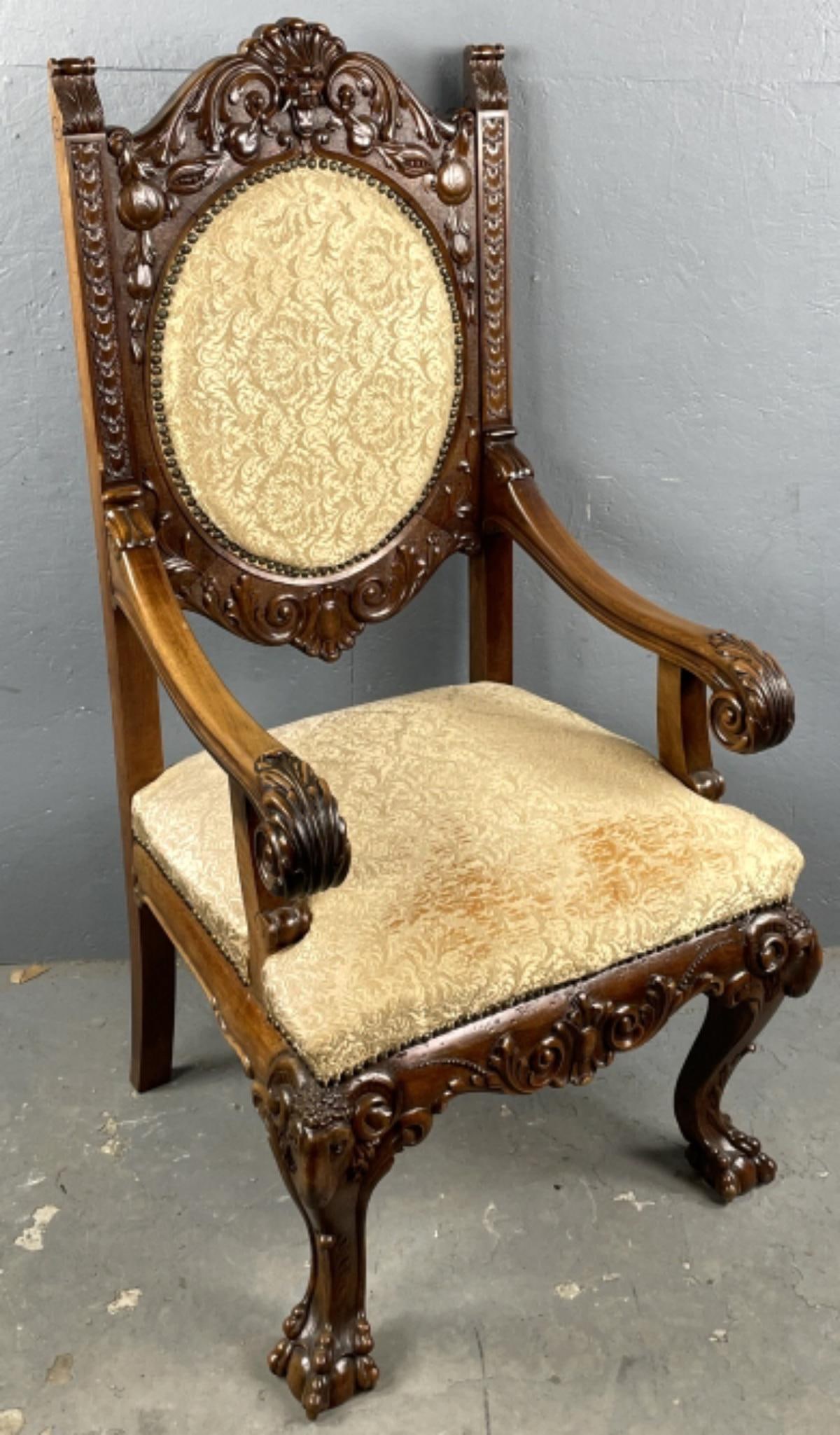 Highly Carved Mahogany King's Chair (1 of 8)