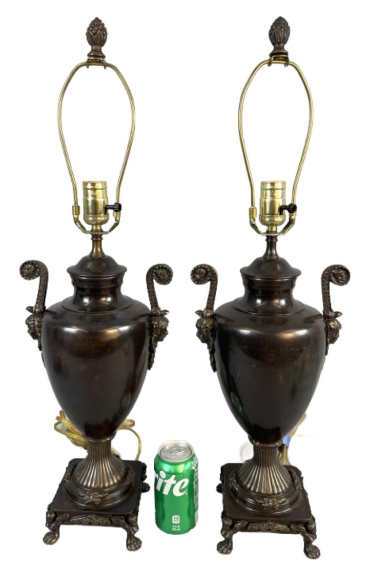 Pair of Bronze Neoclassical Style Lamps (1 of 9)