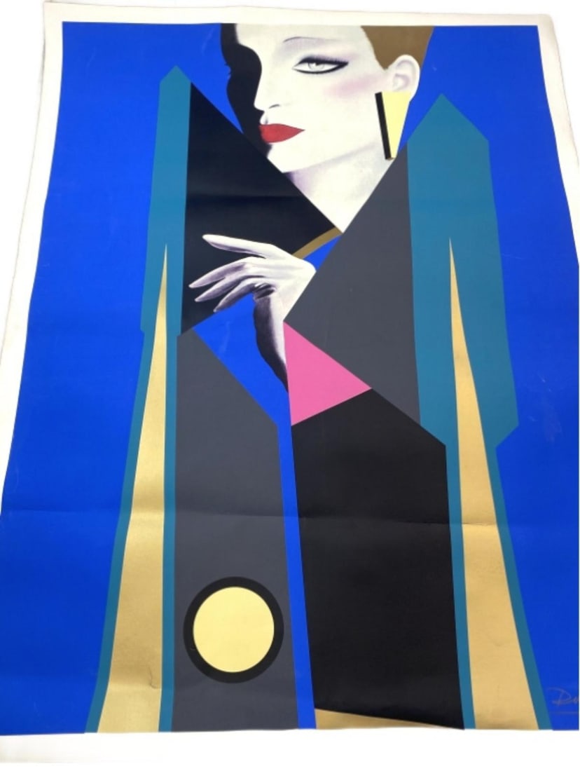 Signed 1985 Gerald Razzia Clandestine Poster: Signed 1985 Gerald Razzia Clandestine Poster. Linen backed. 61 1/2"h x 46 1/2"w Condition: Some crease marks, wear to edges.