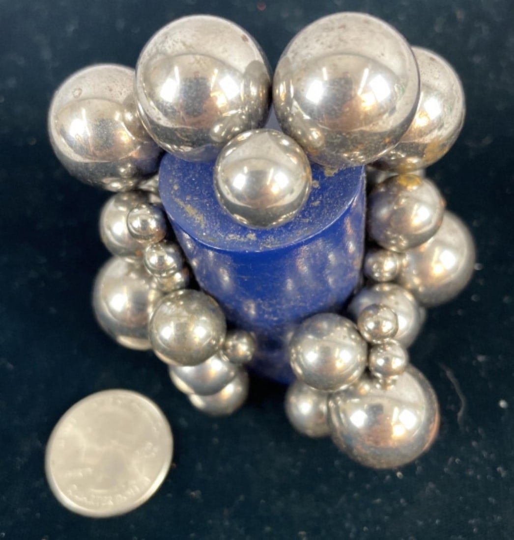 Alice Hutchins "Nebula" Magnet Sculpture: Alice Hutchins "Nebula" Magnet Sculpture. Base: 2"h x 1"diam. Condition: Wear to base, chipped paint.