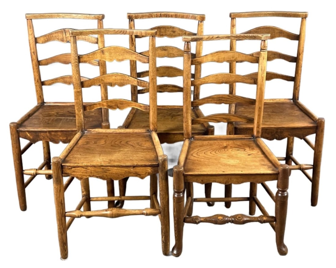 Companion Set of 5 19th C. English Oak Chairs (1 of 5)