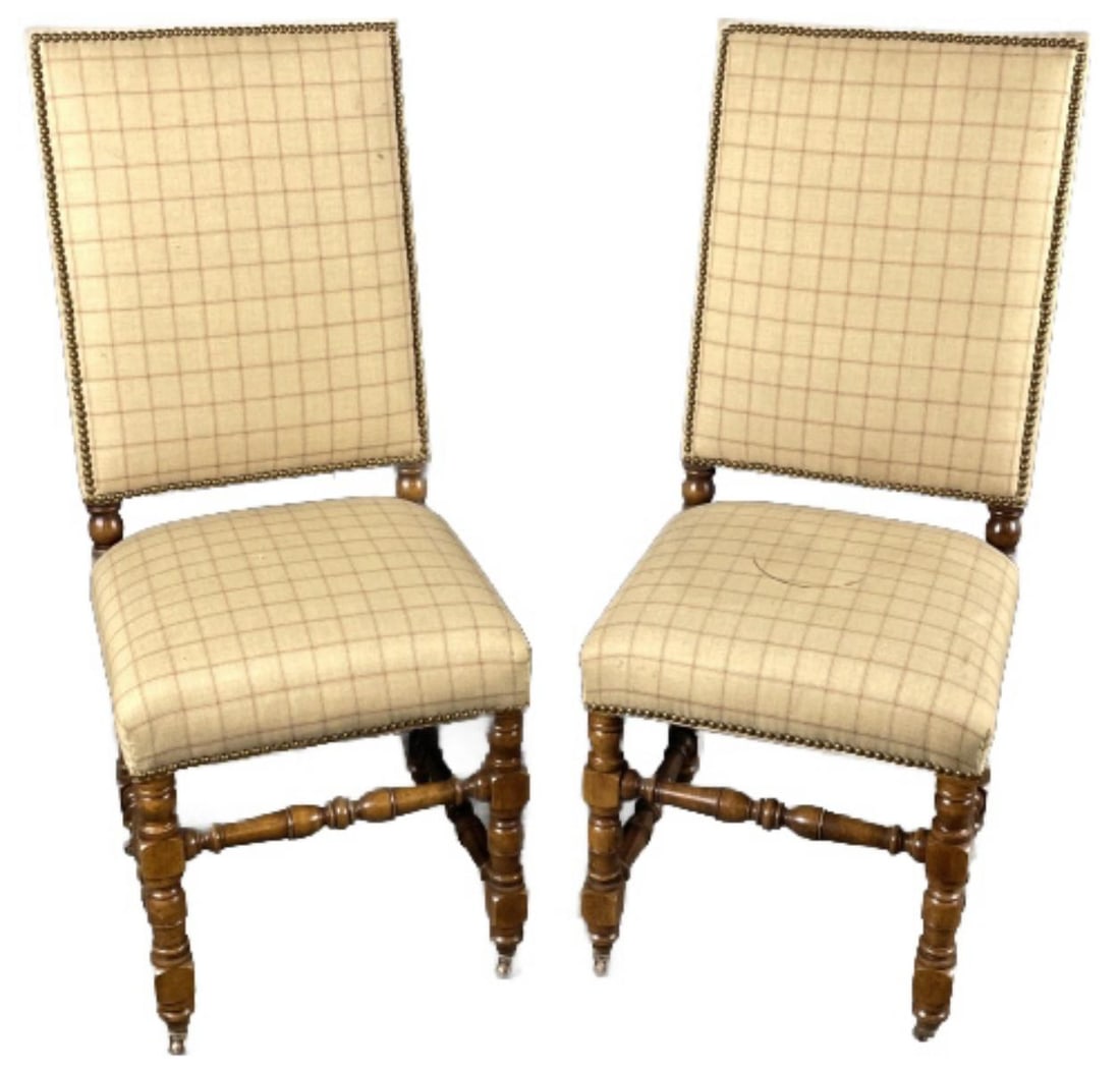 Pair of Walnut Upholstered Side Chairs (1 of 7)