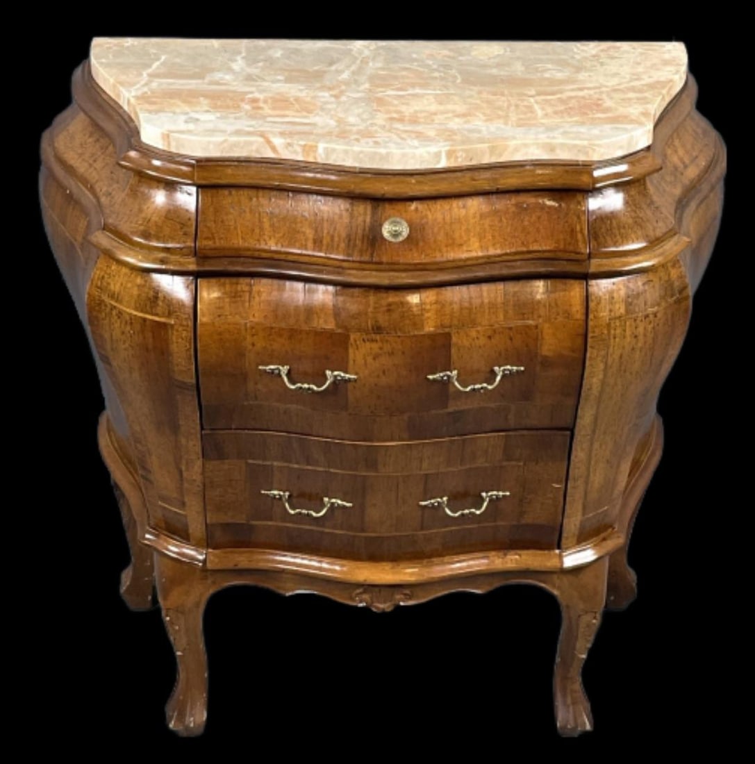 Florentine Walnut Marble Top Bombay Commode (1 of 5)