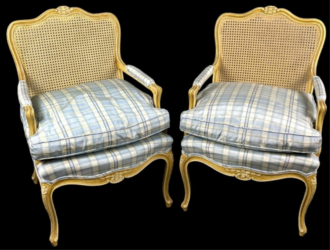 Pair of Louis XV Style Cane Back Fauteuils (1 of 6)