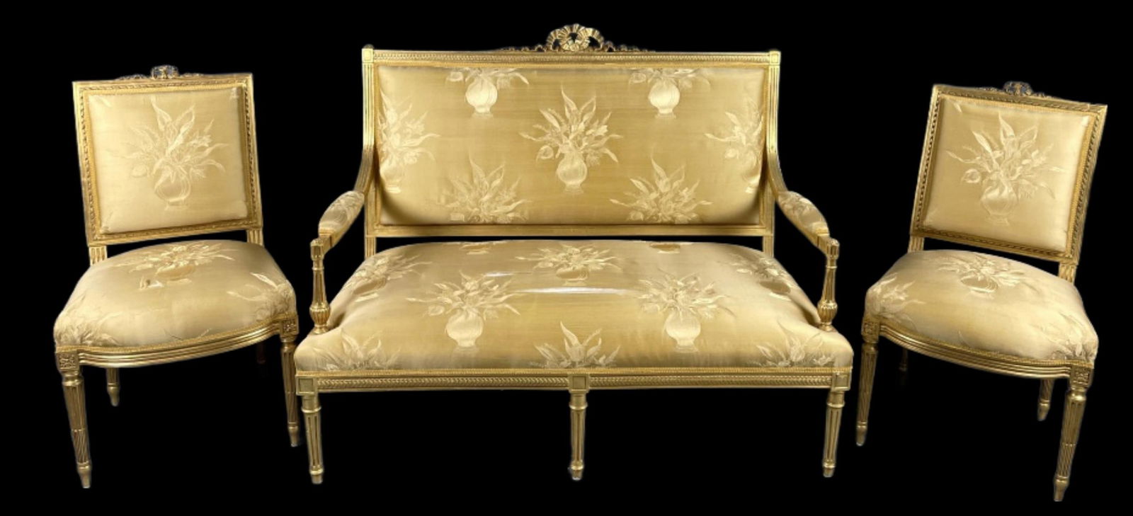 Louis XVI Style Giltwood Parlor Set (1 of 11)