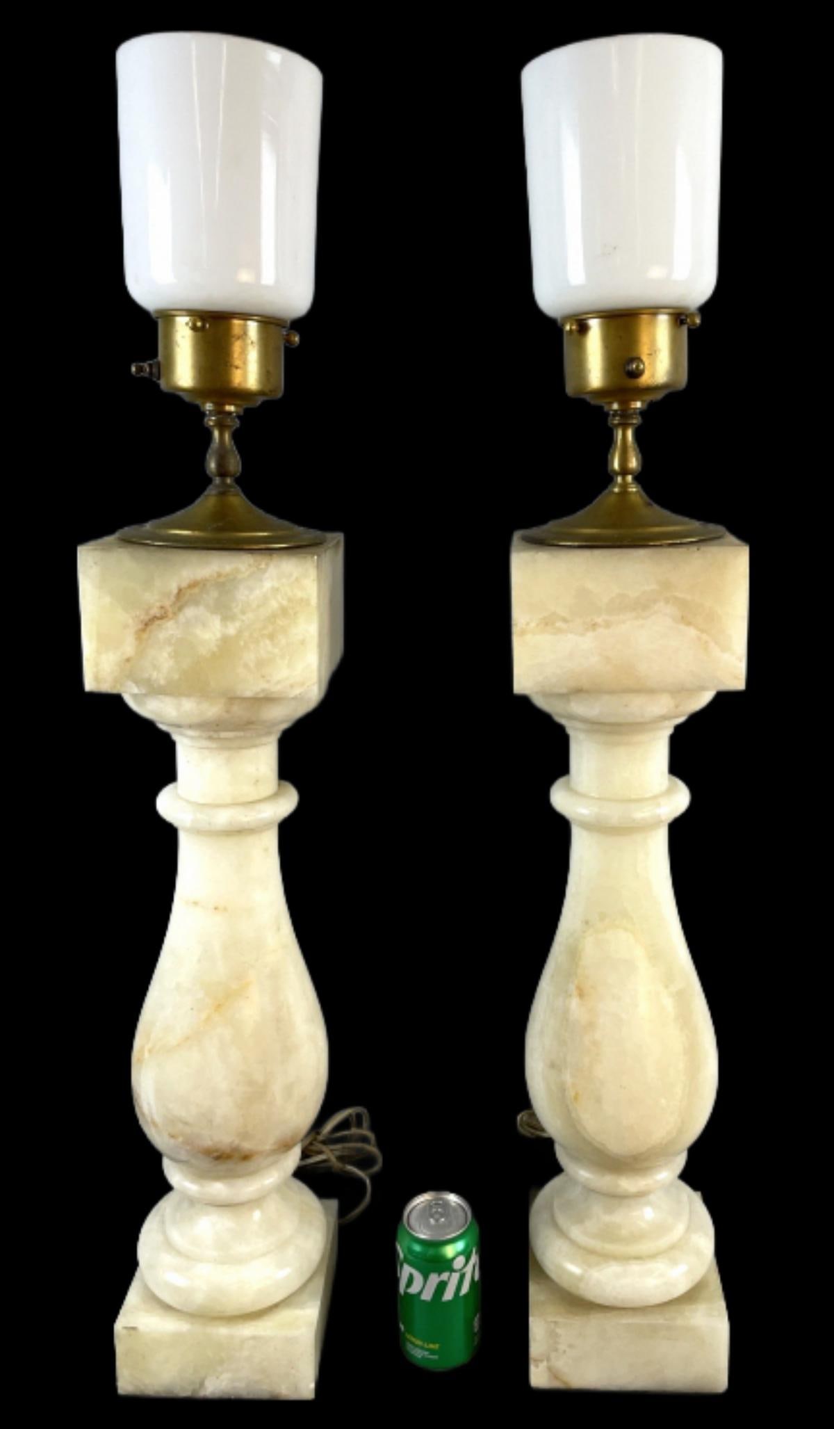 Pair of Neoclassical Style Alabaster Lamps (1 of 6)