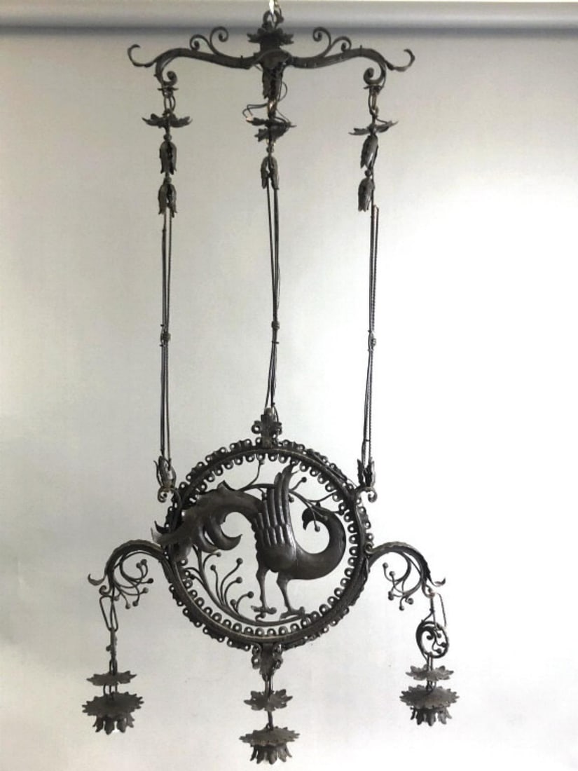 Alessandro Mazzucotelli Wrought Iron Chandelier (1 of 7)