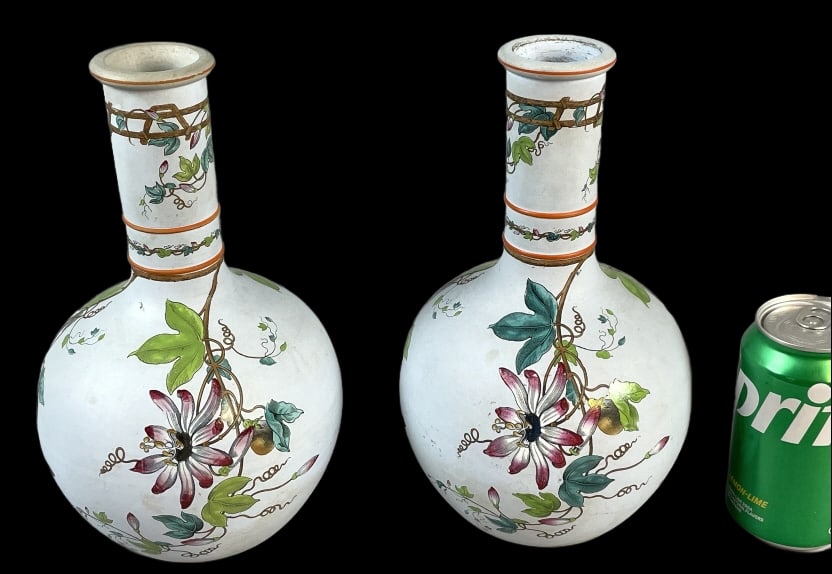 Pair of Copeland Spode Floral Decorated Vases: Pair of Copeland Spode Floral Decorated Vases.10 1/2"h x 7"diam.Condition: Needs cleaning.