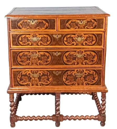 18th C. Marquetry Chest on Stand (1 of 8)