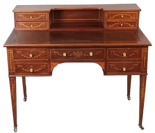 Edwardian Mahogany Inlaid Ladies Writing Desk (1 of 8)