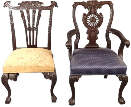 2 Georgian Style Highly Carved Mahogany Chairs (1 of 11)
