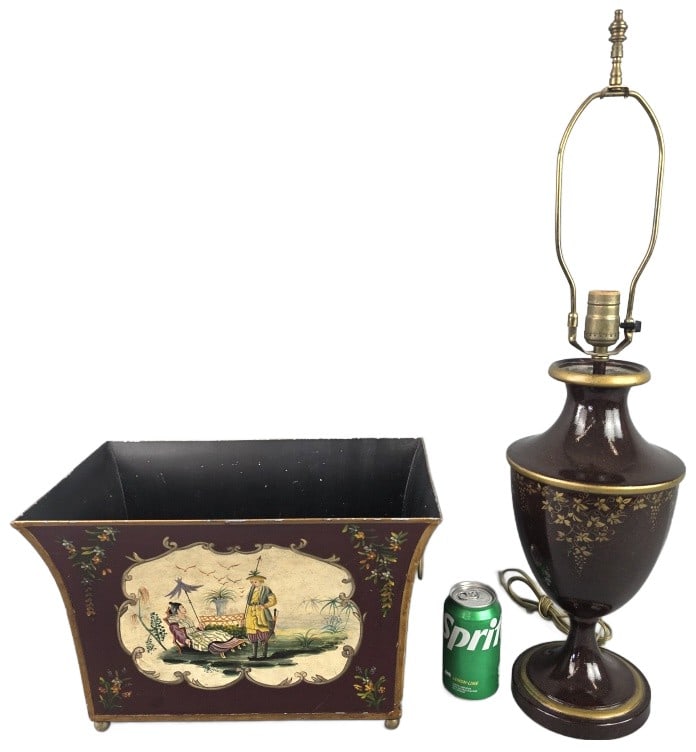Chinoiserie Style Tole Ware Planter & Lamp (1 of 9)
