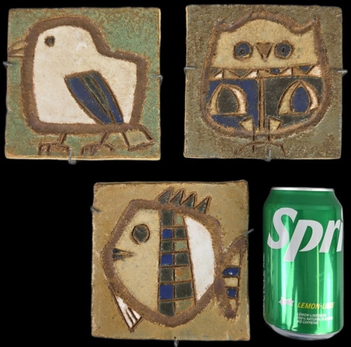 3 Les Argonautes Clay Tiles of Birds & Fish (1 of 10)