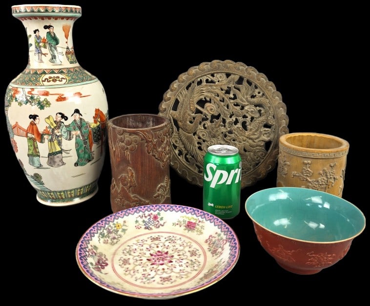 Grouping of Chinese Articles, Wood & Porcelain (1 of 17)
