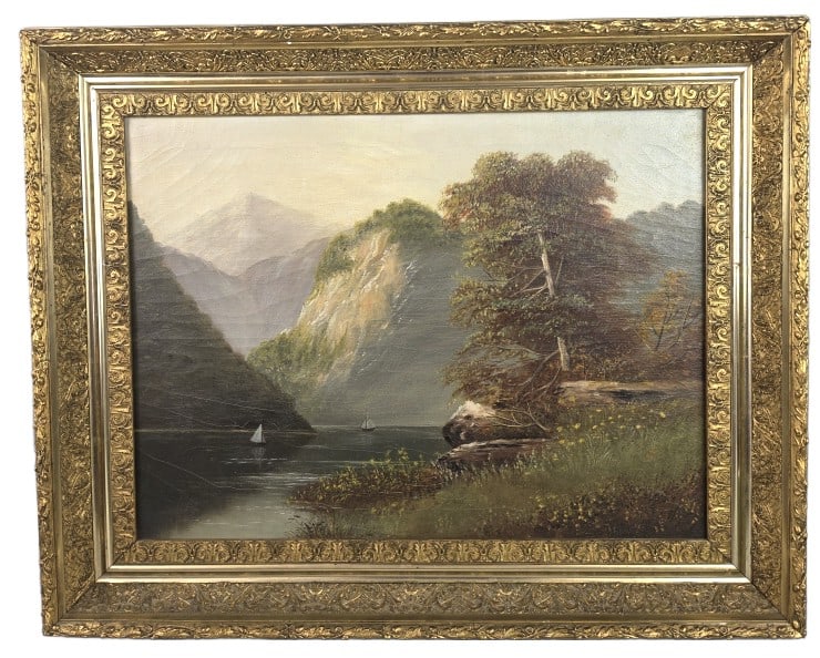 Landscape in Ornate Gilt & Gesso Frame. (1 of 4)