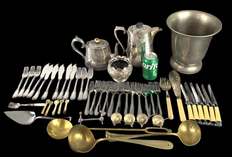 Grouping of Silver Plate, Pewter & Brass (1 of 5)
