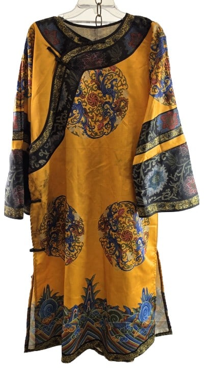 Chinese Silk Yellow Print Dress (1 of 6)