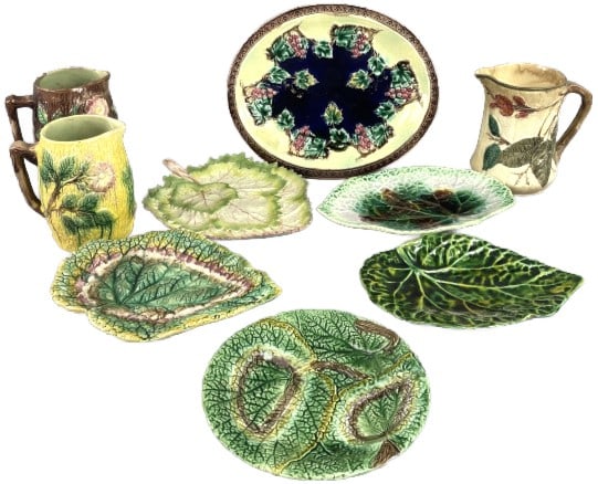 Group of 9 Majolica Plates & Jugs (1 of 8)