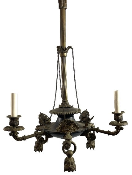 Empire Style Bronze 3 Light Chandelier (1 of 4)