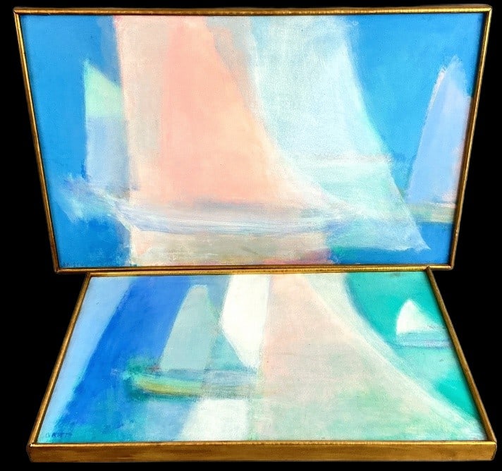 2 Britto (Brazilian 20th Cen) Boats Oil Paintings (1 of 8)
