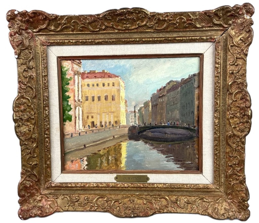 Gurvitch Canal Scene Oil Painting (1 of 3)