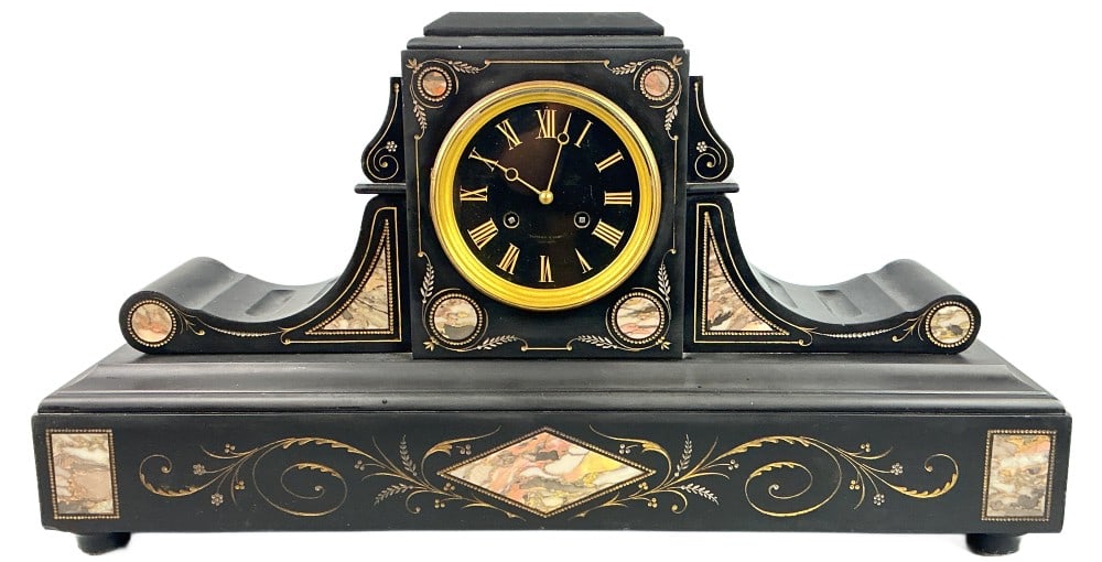Antique Tiffany & Co Slate & Marble Mantel Clock (1 of 8)