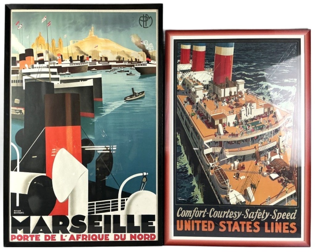2 French & American Travel Advertising Posters (1 of 4)