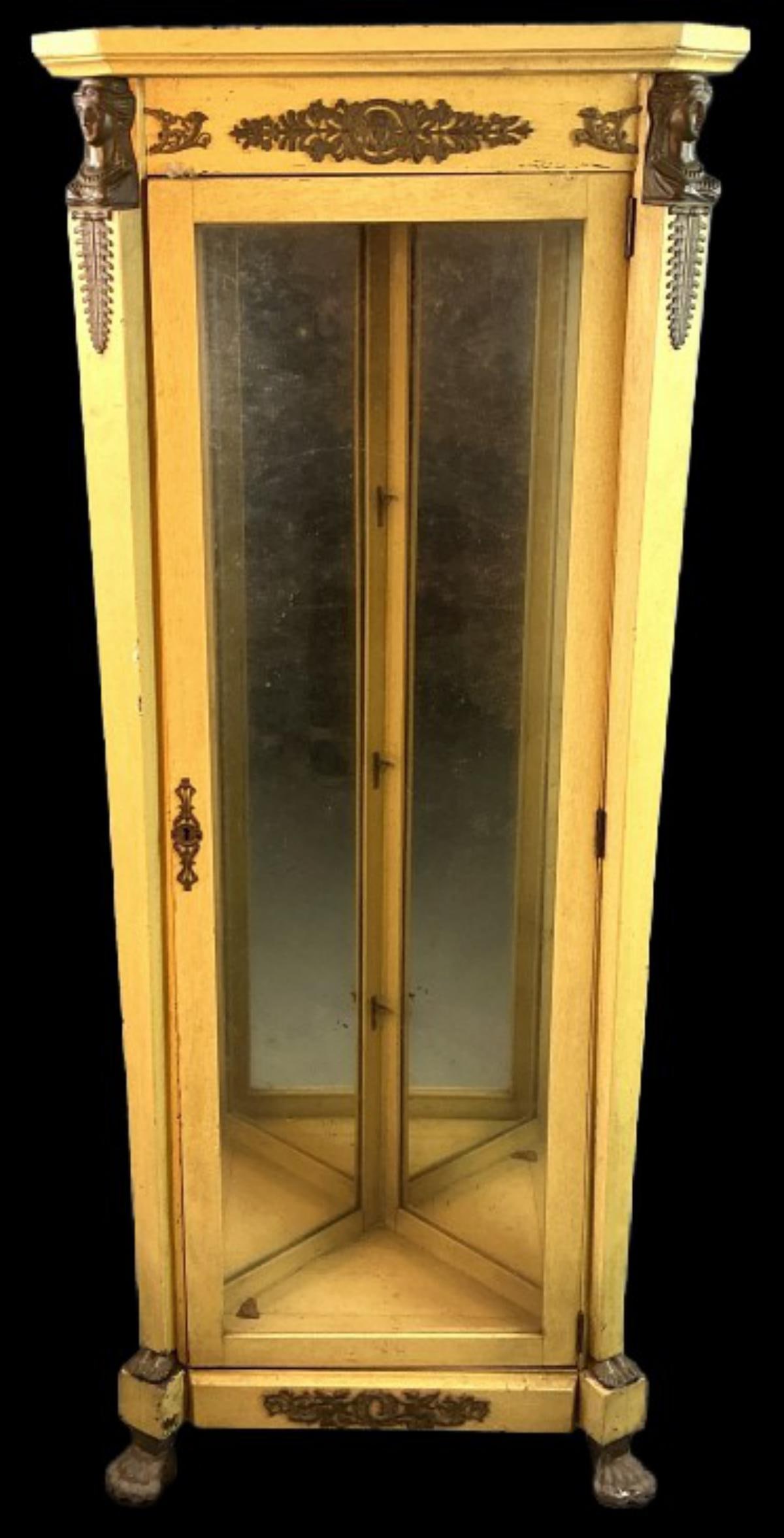 Empire Style Yellow Painted Corner Cabinet (1 of 5)