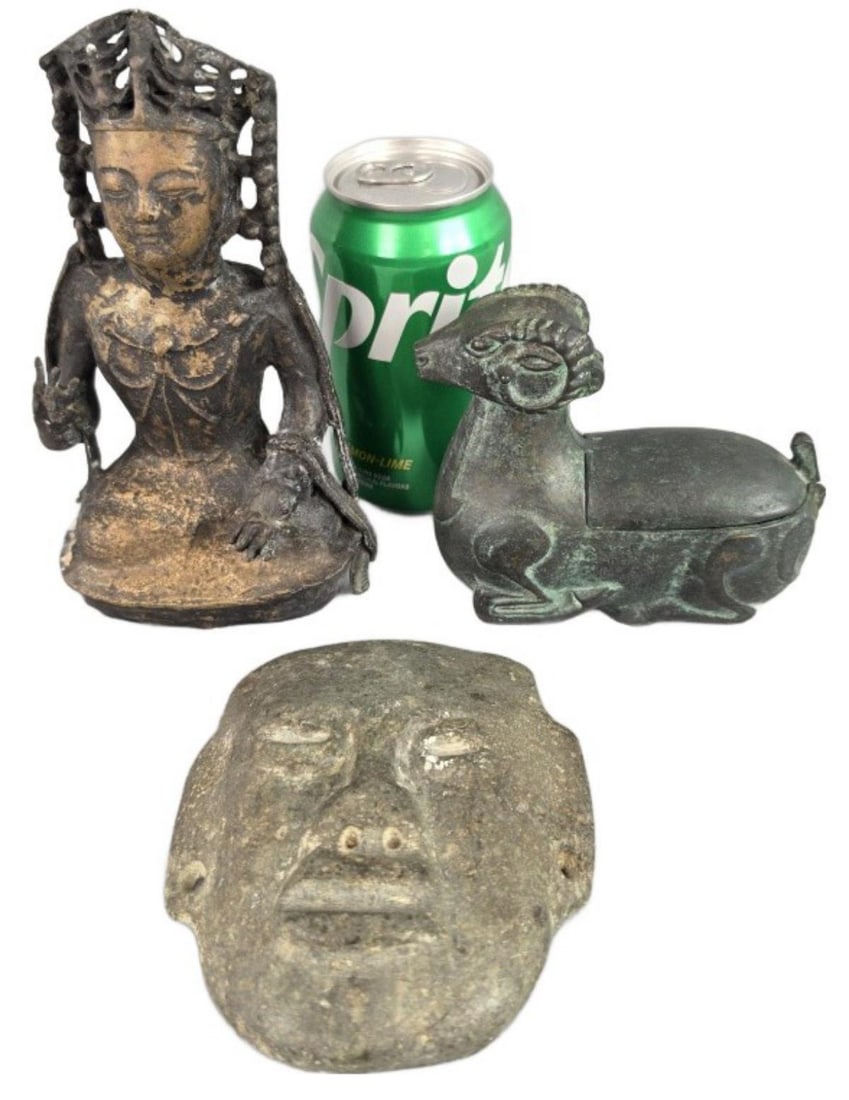 Hindu Goddess, Ki-Lin Figure & Colombian Mask (1 of 9)