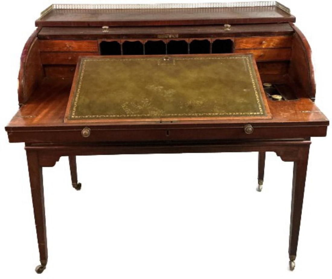 Georgian Mahogany Tambour Wood Desk (1 of 10)