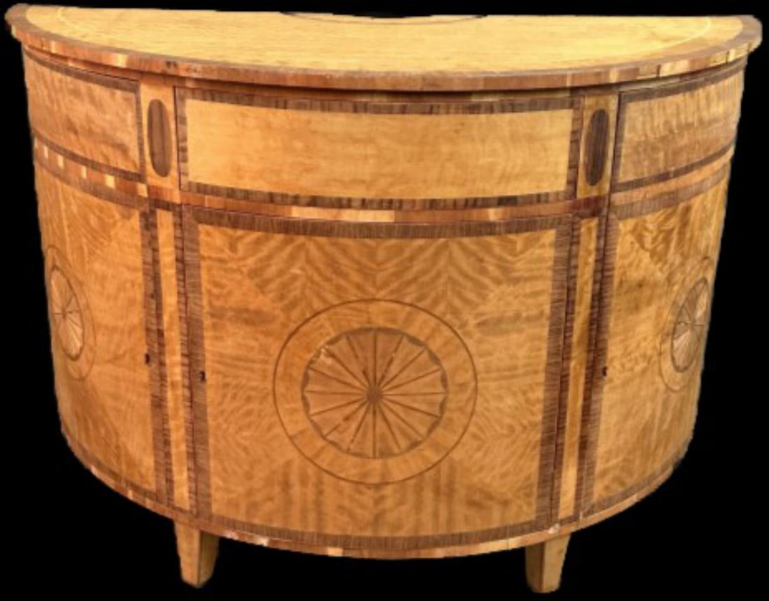 Adams Style Marquetry Demilune Commode (1 of 8)