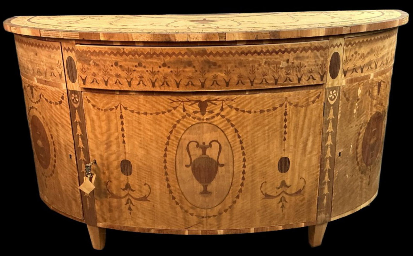 Adams Style Marquetry Demilune Commode (1 of 6)