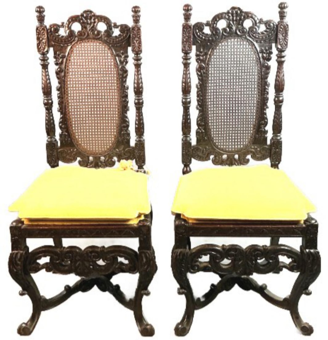 Pair of Antique William & Mary Style Side Chairs (1 of 6)