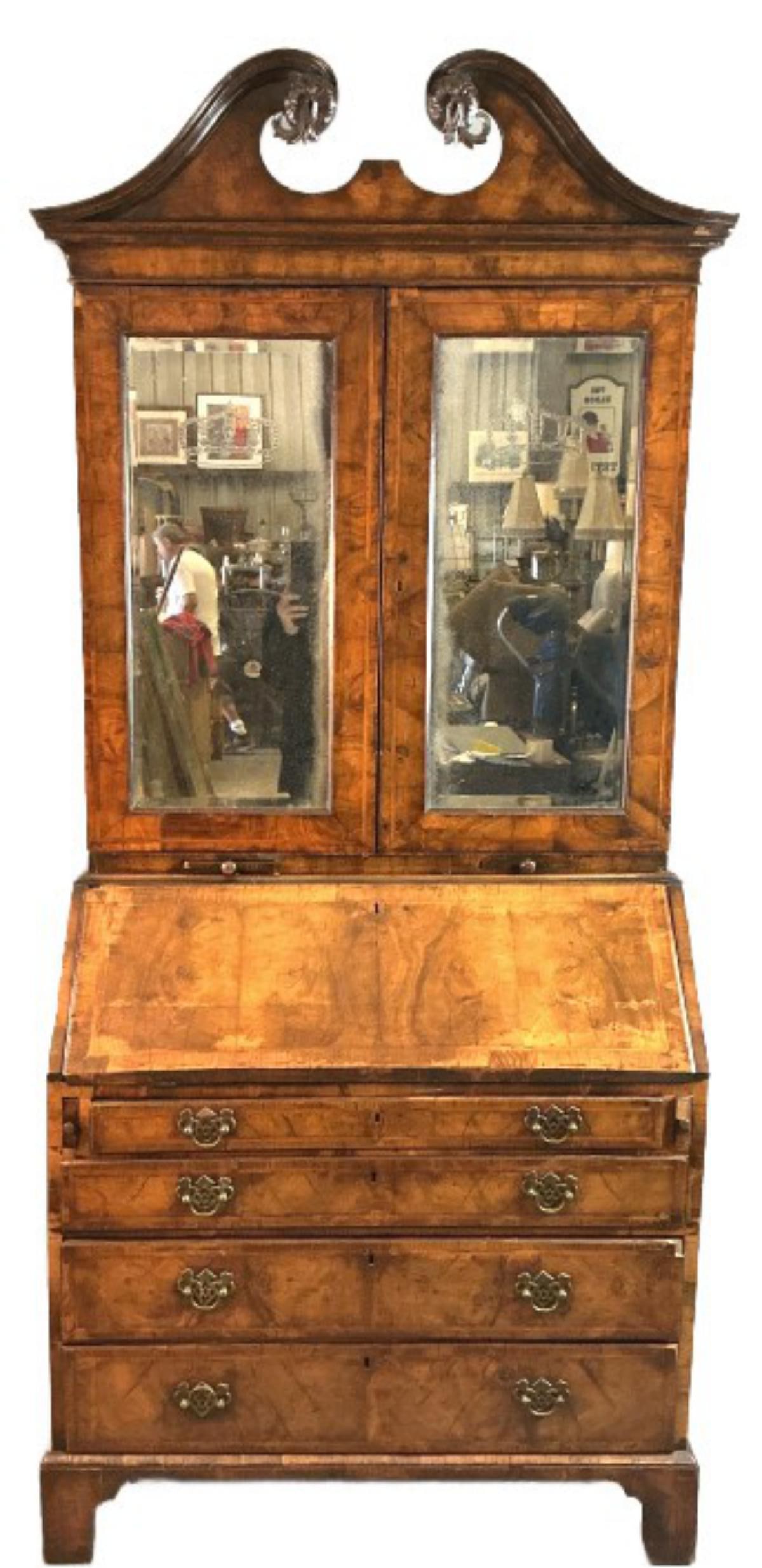 Georgian Walnut Bureau Bookcase (1 of 6)