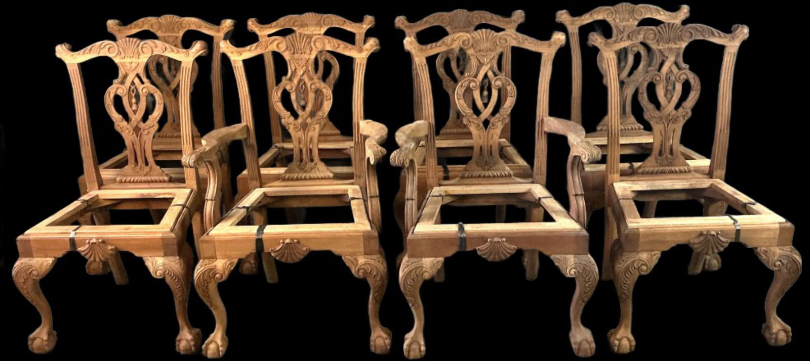 Set 8 Mahogany Chippendale Style Dining Chairs (1 of 5)