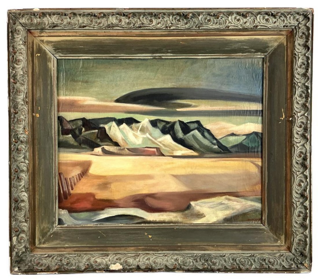 Signed Russin Desert Landscape Oil Painting (1 of 4)