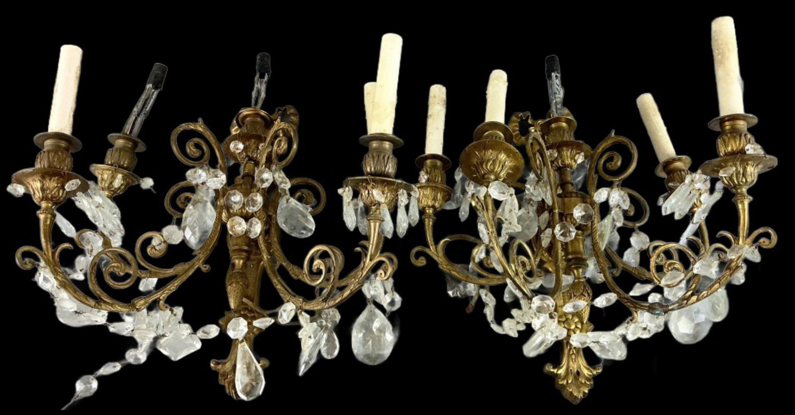 Pair of Louis XVI Style Brass Wall Sconces (1 of 5)