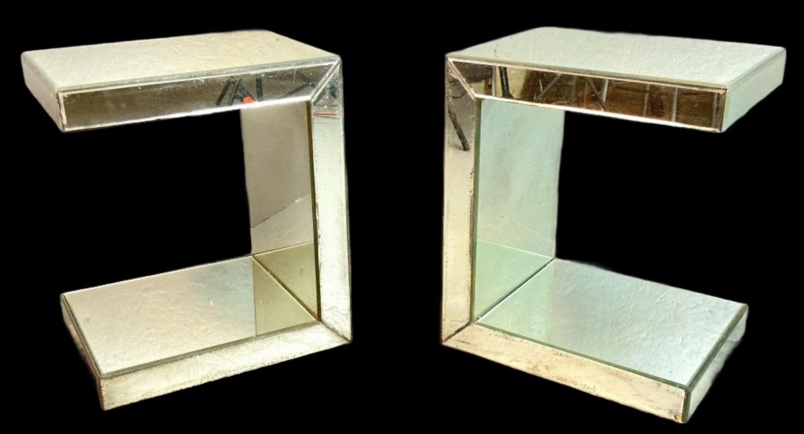 Pair of Mid Century Modern Style Mirror Tables (1 of 6)