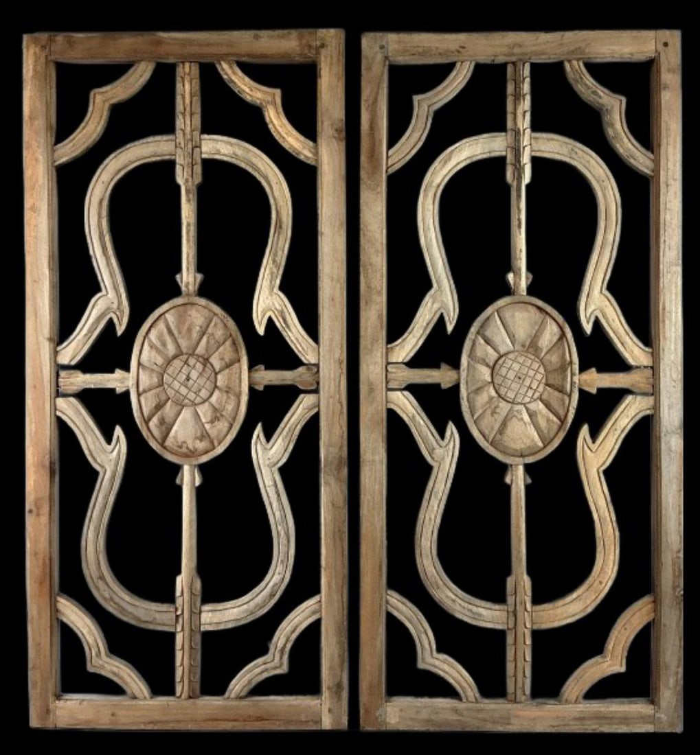 Pair of Carved Wood Transom Panels (1 of 4)