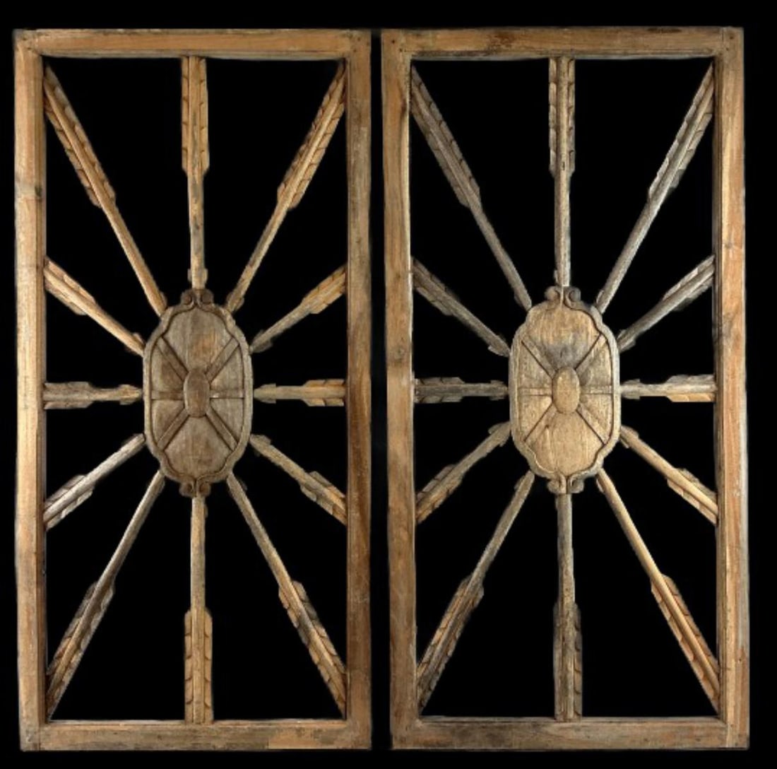 Pair of Carved Wood Transom Panels (1 of 4)