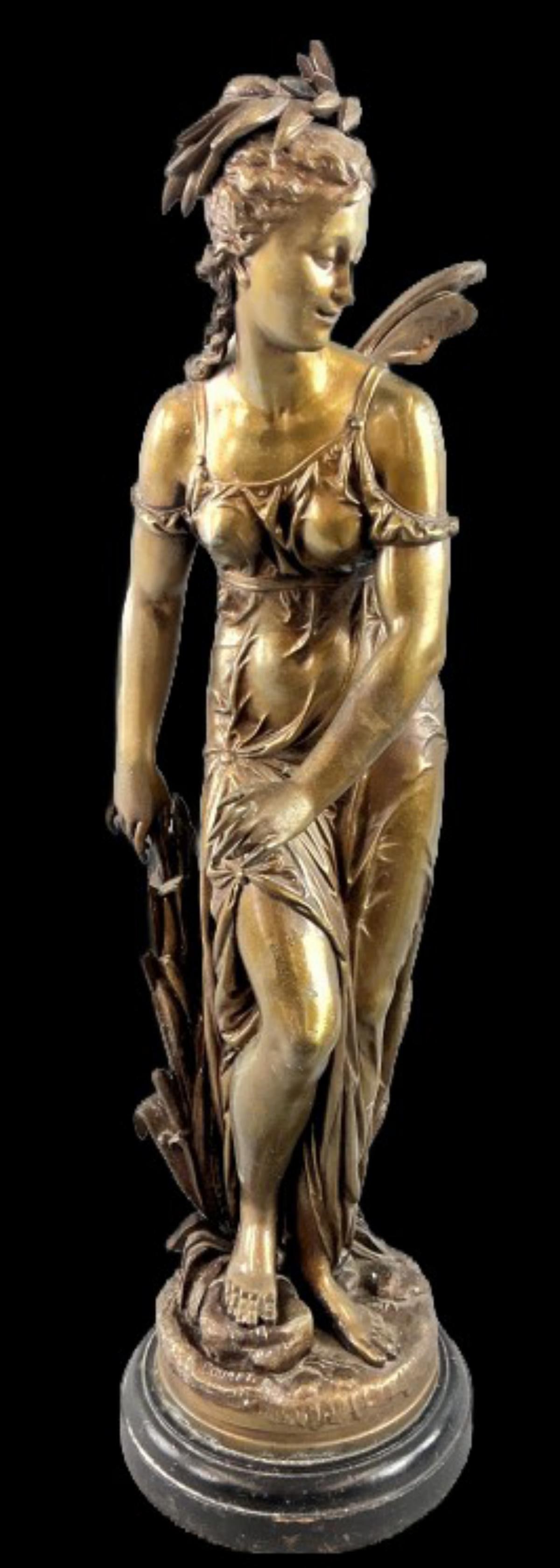 Bouret (French, 1833-1906) Nymph Bronzed Sculpture (1 of 6)