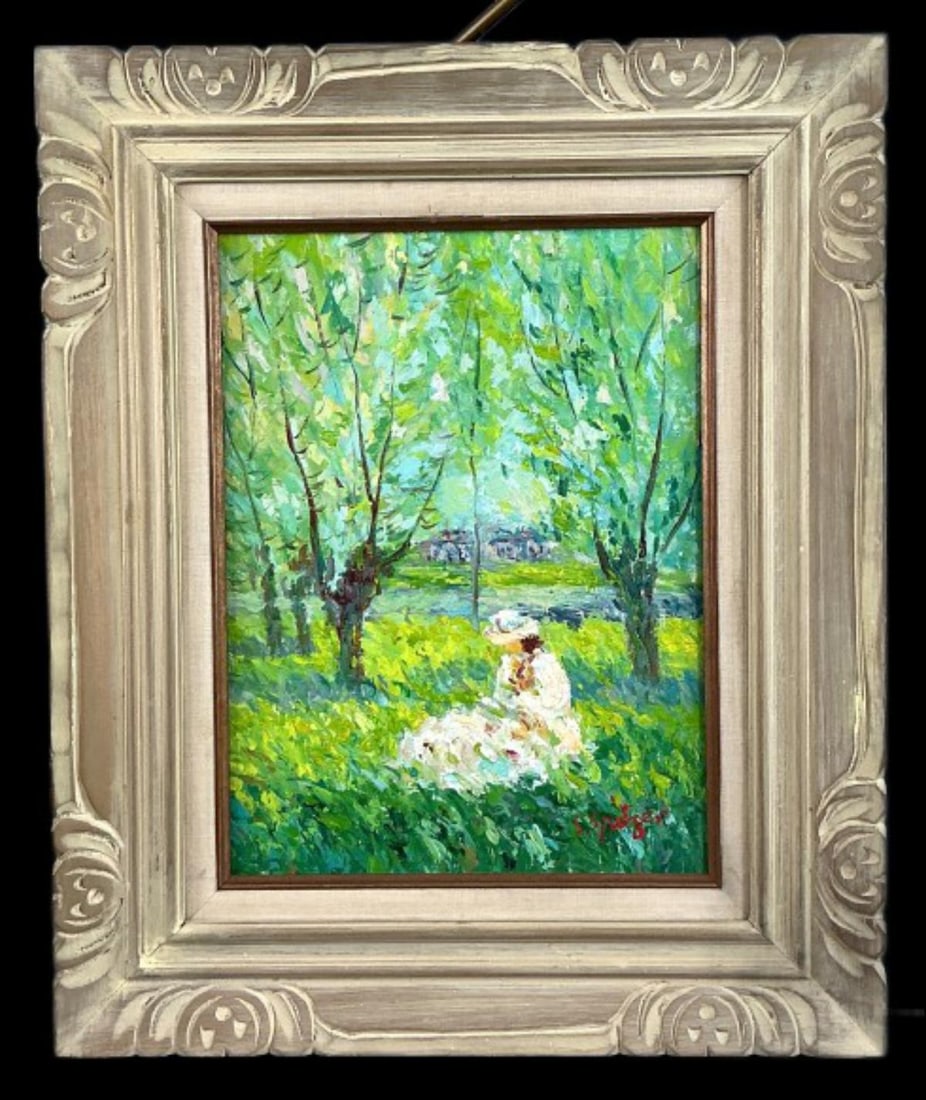 S Spitzer Woman & Landscape Oil Painting (1 of 4)