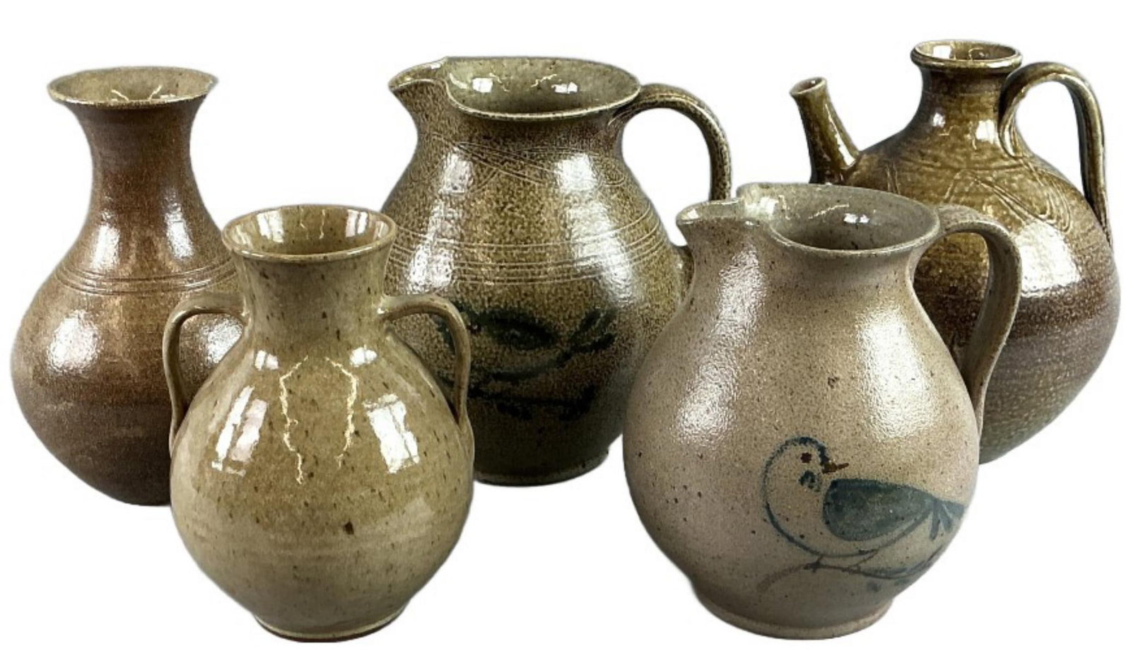 Group of Jugtown Ware Salt Glazed Pitchers & Vase (1 of 5)