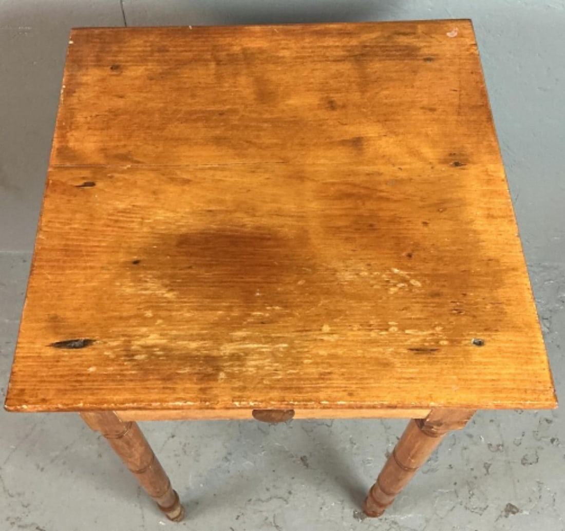 Antique Pine Side Table - 2