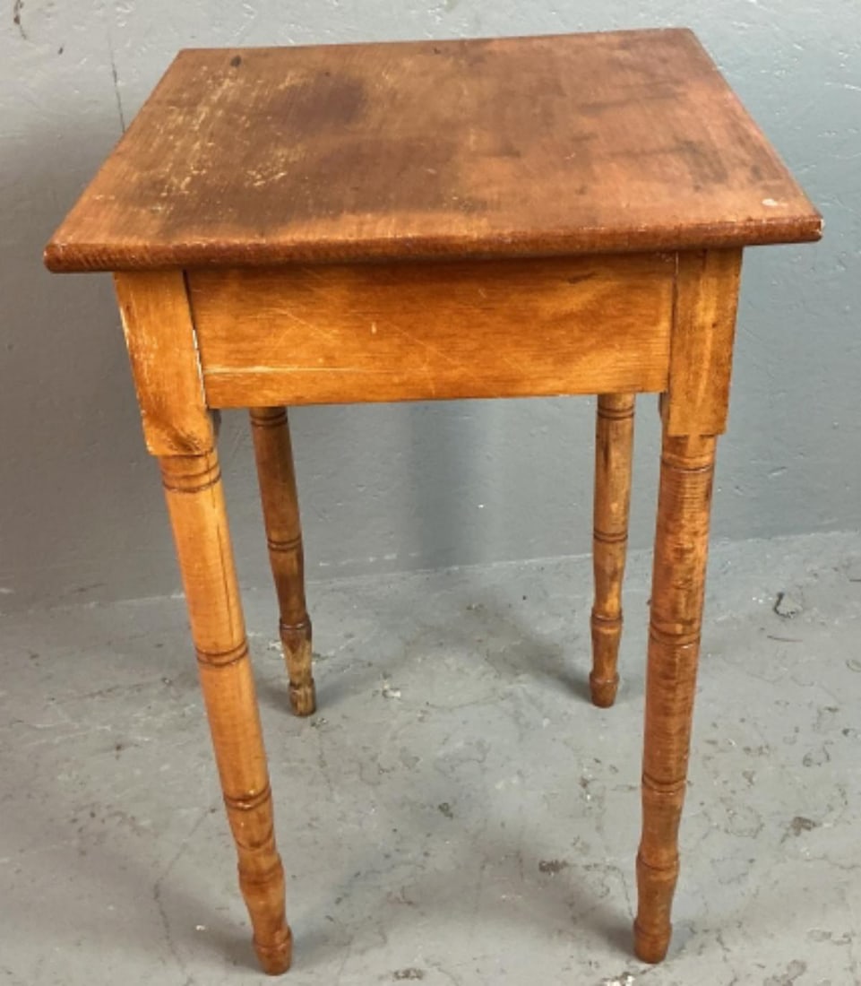 Antique Pine Side Table - 4