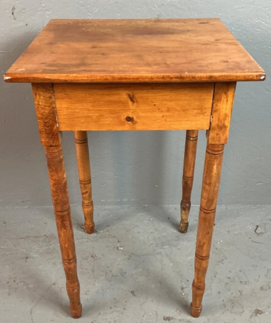 Antique Pine Side Table - 5