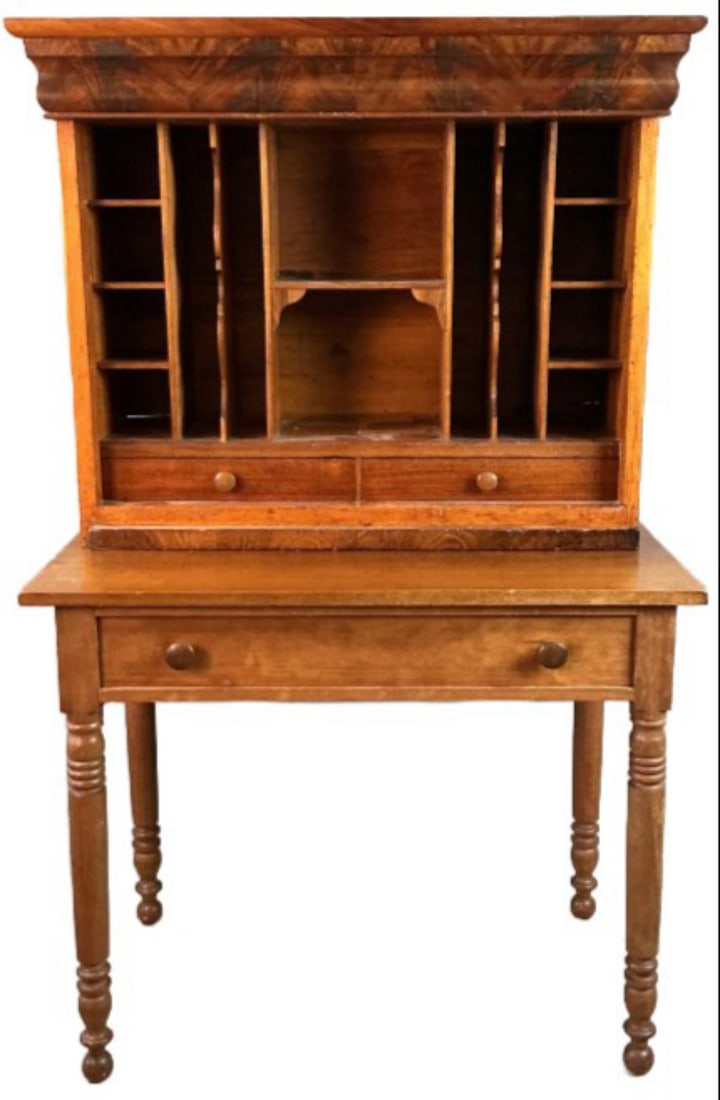 Antique Pine Side Table & Secretary Bookcase (1 of 10)