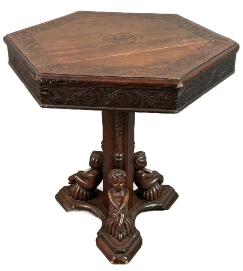 Carved Walnut Figural Side Table (1 of 3)