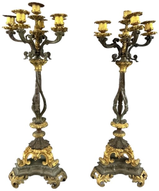 Pair of 19th C Empire Style Ormolu Candelabras (1 of 4)